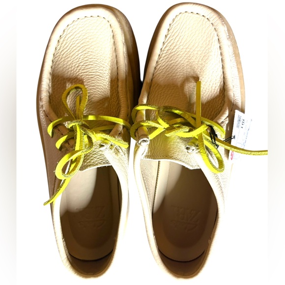 ZARA X CLARKS NWT Off White Leather Lace Up Wallabee in Sz 37 - Picture 4 of 10